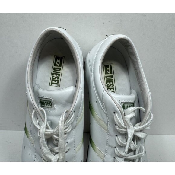 Diesel Evelyn Shoes Womens Sz 10 White Green Leather Sneakers Retro Y2K Vintage - Picture 9 of 9